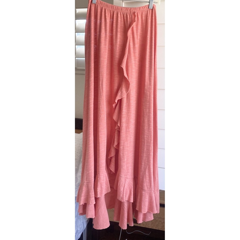 Maxi Ruffle Skirt in Coral Pink